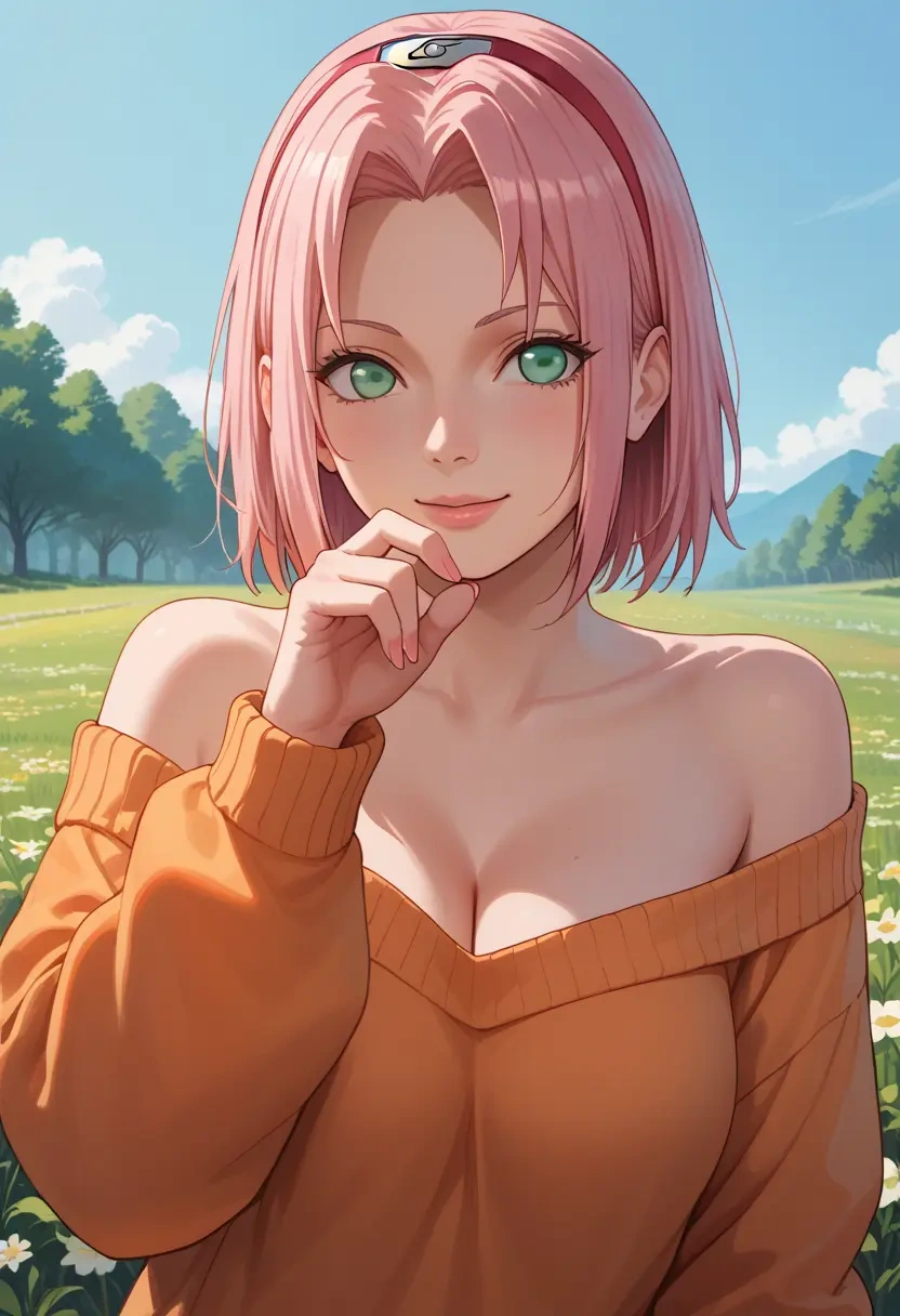 naruto_(series),haruno_sakura,orange,sweater  - 