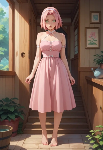 naruto_(series),haruno_sakura,silk slip dress  - AI generated anime art