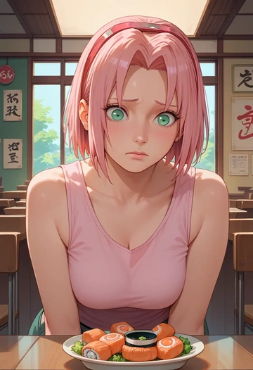 naruto_(series),haruno_sakura,tank top,drawstring pants  - AI generated anime art