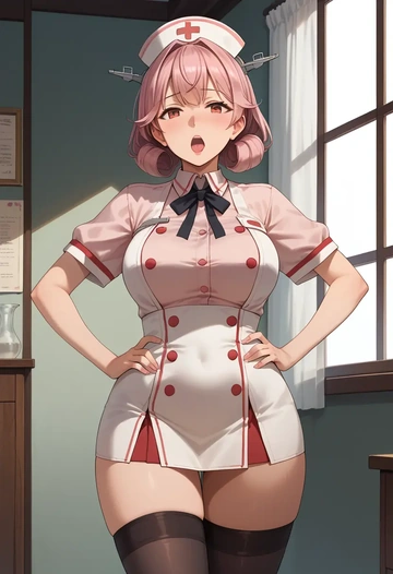 kantai_collection,harusame_(kancolle),nurse pantyhose,mini skirt, sexy  - AI generated anime art