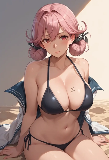 kantai_collection,harusame_(kancolle),black bikini  - AI generated anime art