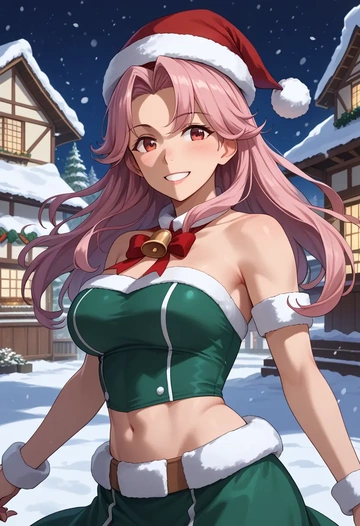 kantai_collection,harusame_(kancolle),Christmas,dress  - AI generated anime art