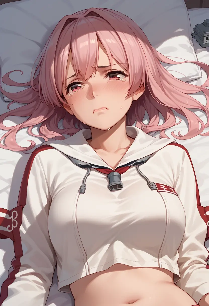 kantai_collection,harusame_(kancolle),crop hoodie,shorts  - 