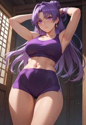 fate_(series),hassan_of_serenity_(fate),yoga shorts  - AI generated anime art