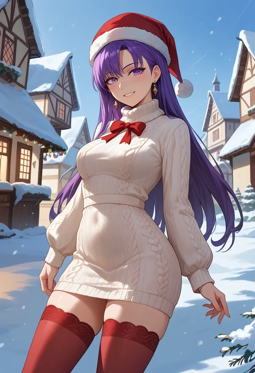 fate_(series),hassan_of_serenity_(fate),Christmas,sweater dress,stockings  - 