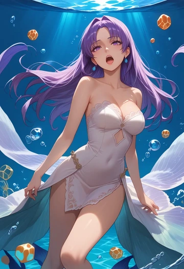 fate_(series),hassan_of_serenity_(fate),gown,strapless,mermaid silhouette  - AI generated anime art