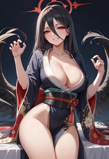 blue_archive,hasumi_(blue_archive),kimono,sexy  - AI generated anime art