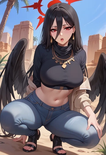 blue_archive,hasumi_(blue_archive),crop top  - AI generated anime art