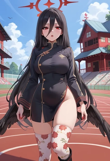 blue_archive,hasumi_(track)_(blue_archive),shirt dress,belted,stockings  - AI generated anime art