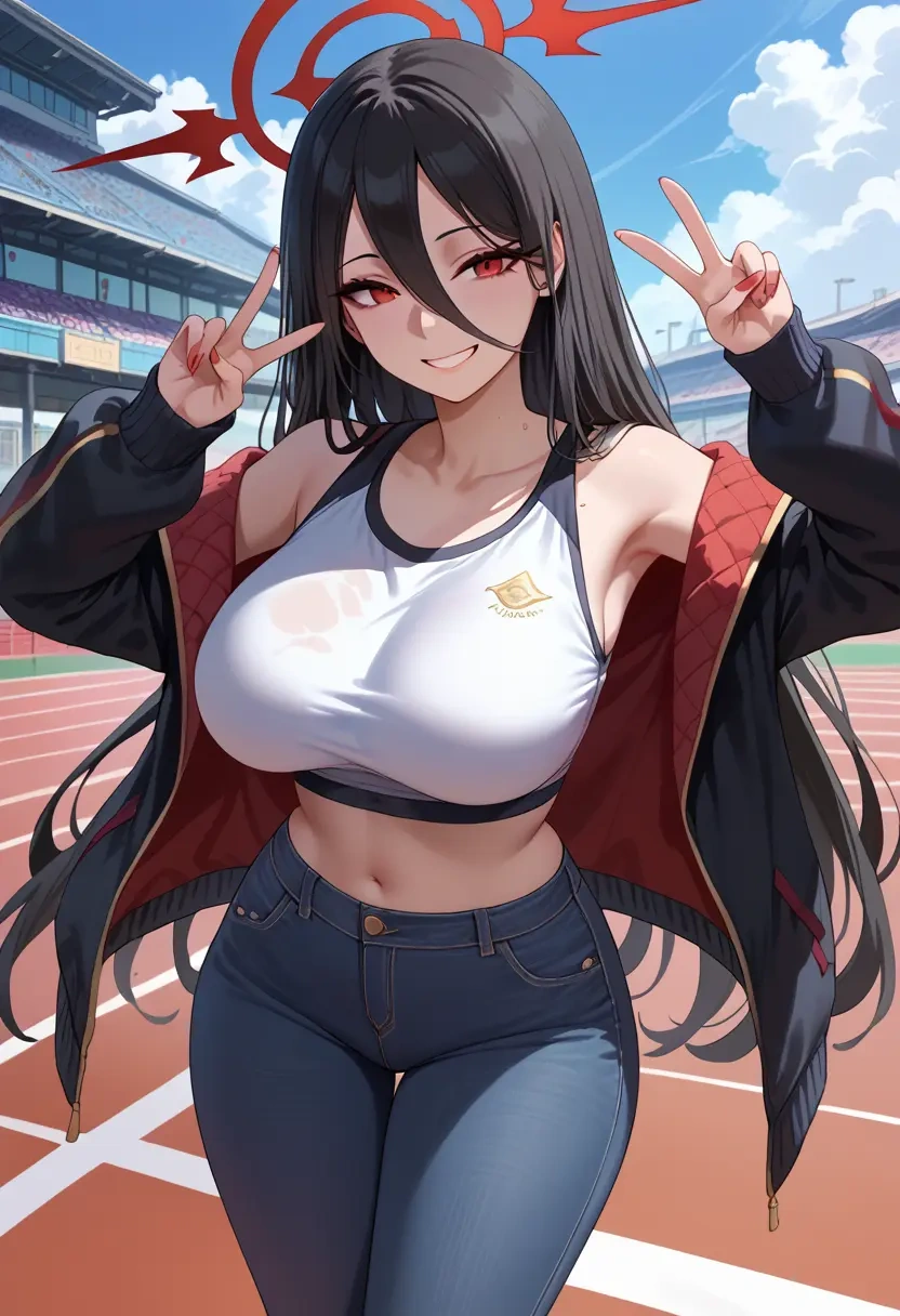 blue_archive,hasumi_(track)_(blue_archive),crop top  - 