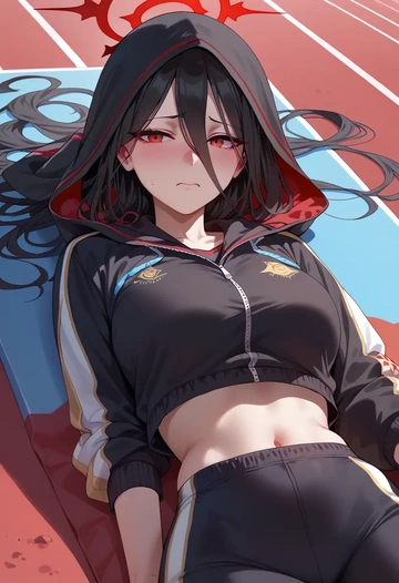 blue_archive,hasumi_(track)_(blue_archive),crop windbreaker,shorts  - AI generated anime art