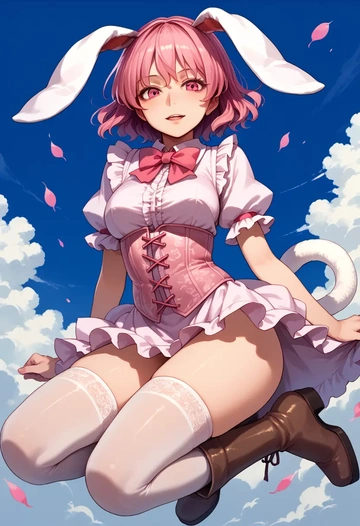 touhou,hata_no_kokoro,bunny girl  - AI generated anime art