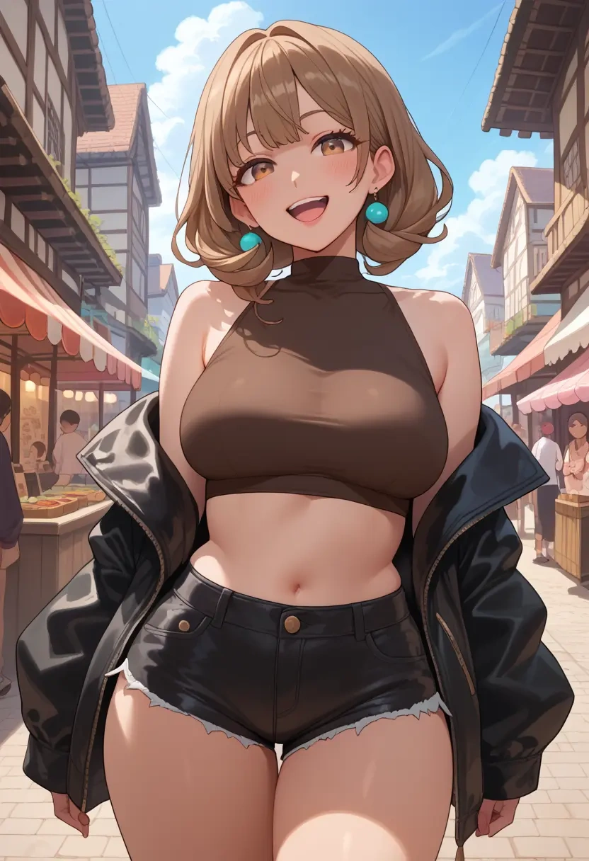 tsugu_(vtuber),hatoba_tsugu,leather,shorts,crop top  - 