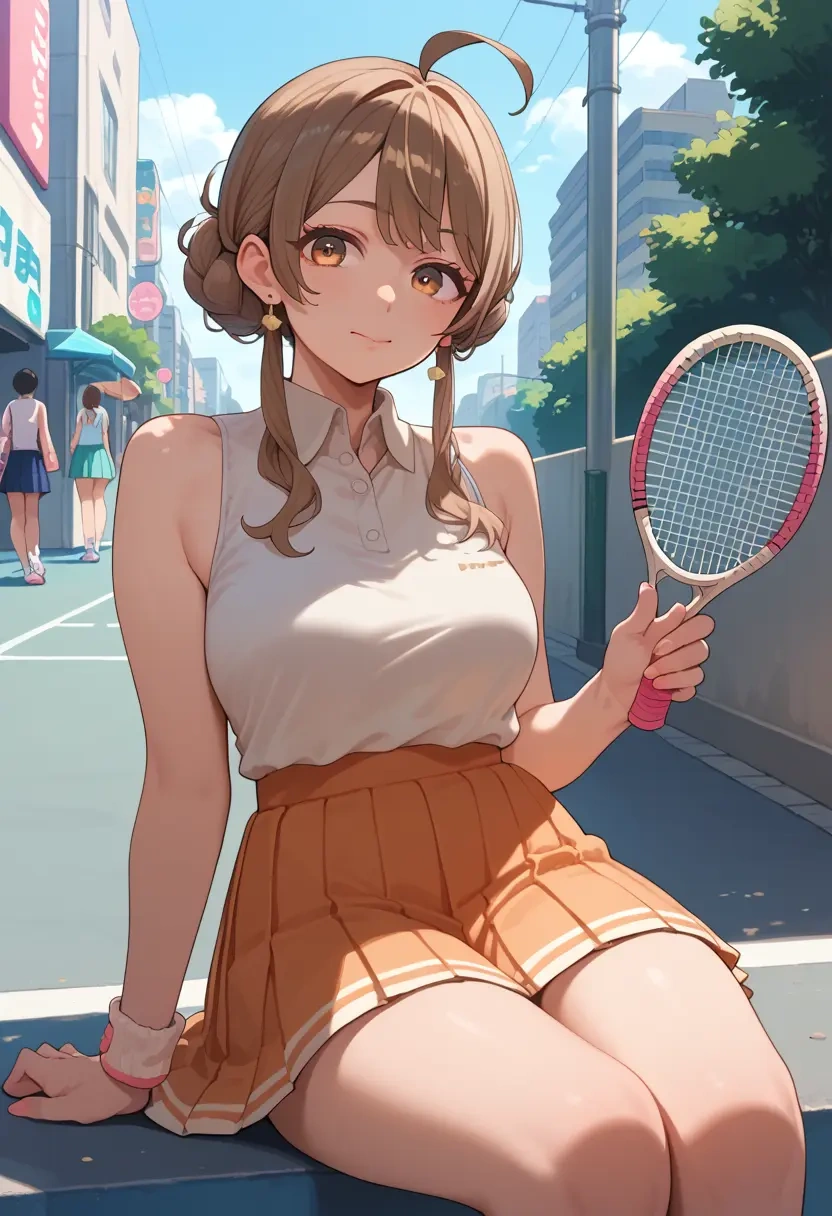 tsugu_(vtuber),hatoba_tsugu,tennis dress,visor,trainers  - 