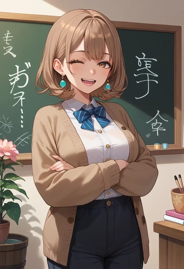 tsugu_(vtuber),hatoba_tsugu,teacher, sweater  - AI generated anime art