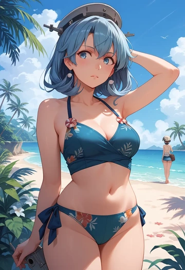 kantai_collection,hatsukaze_(kancolle),mesh graffiti top,dolphin shorts  - AI generated anime art