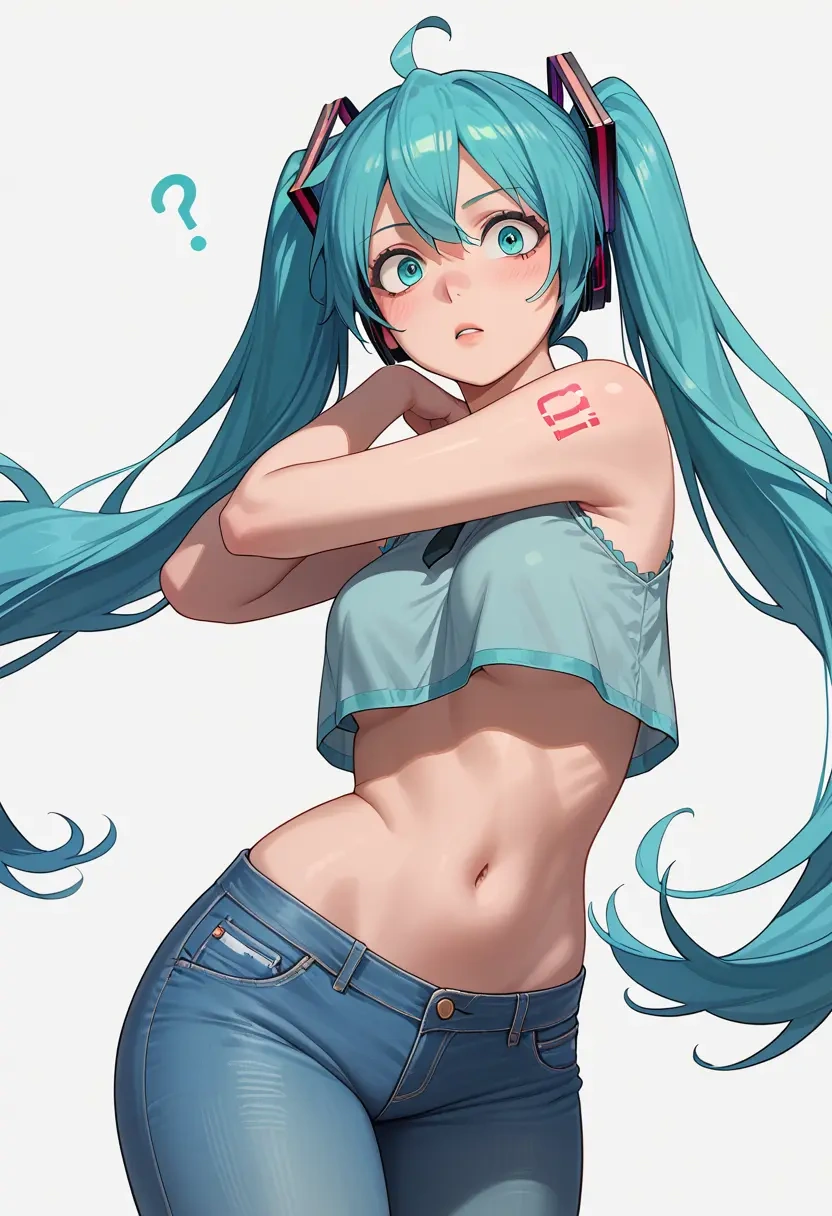 vocaloid,hatsune_miku_(append),crop top  - 