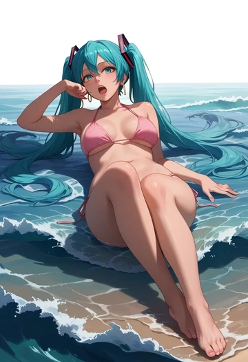 vocaloid,hatsune_miku_(append),bikini  - AI generated anime art