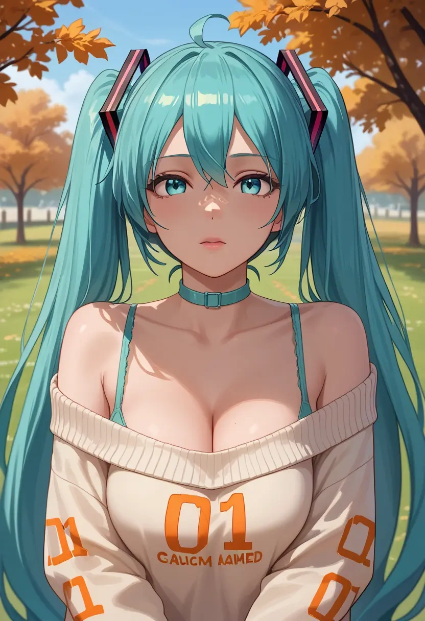 vocaloid,hatsune_miku_(append),orange,sweater,choker  - 