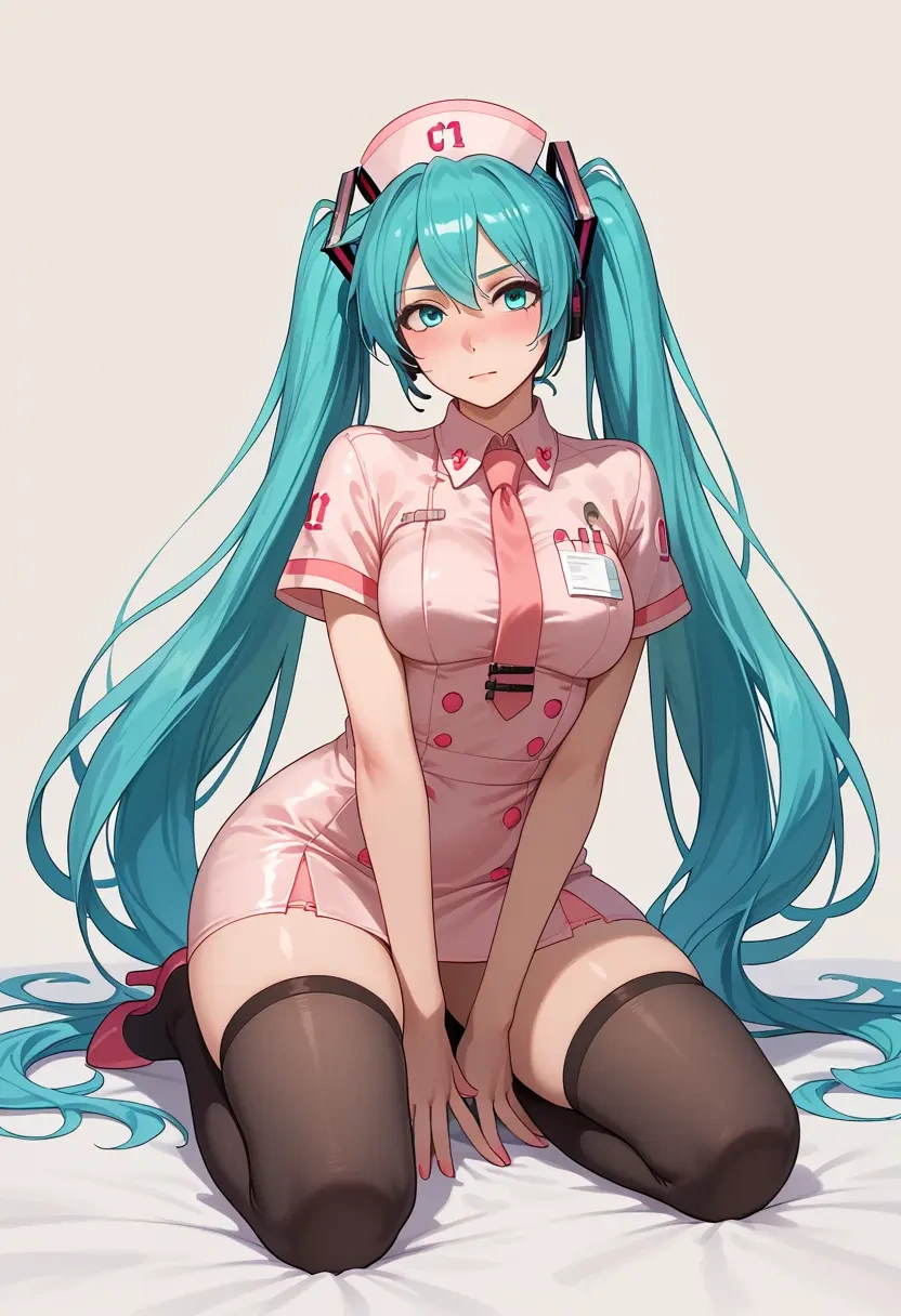 vocaloid,hatsune_miku_(append),nurse pantyhose,mini skirt, sexy  - 