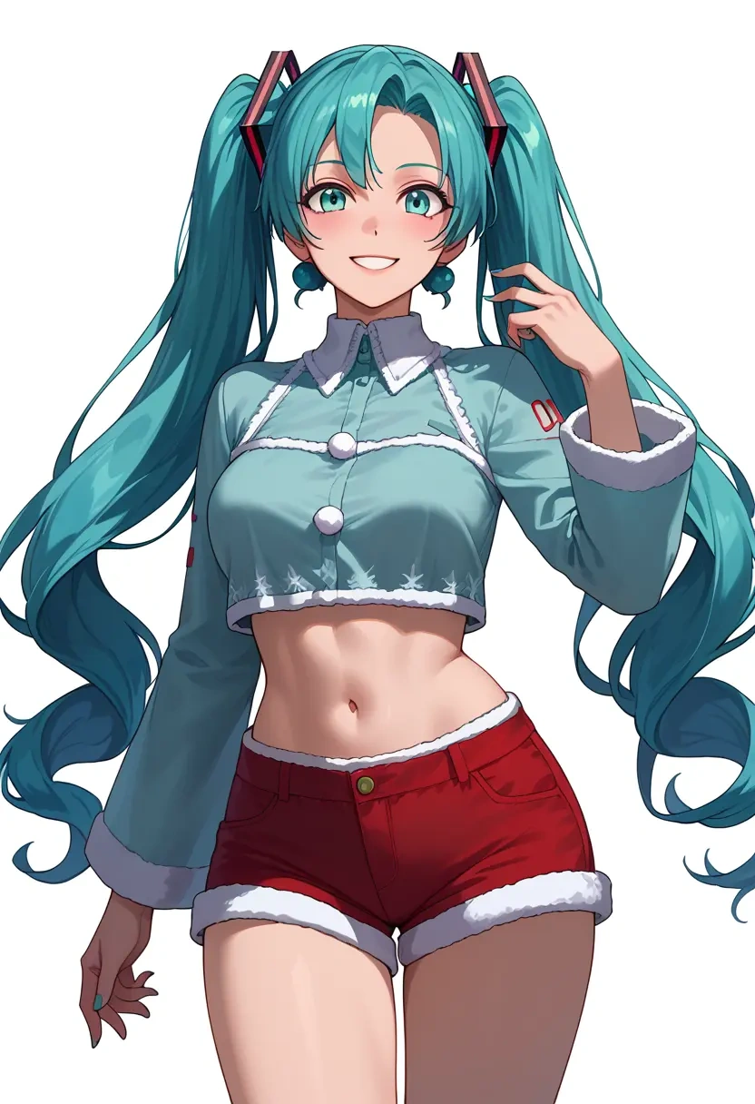 vocaloid,hatsune_miku_(append),Christmas,red velvet shorts  - 