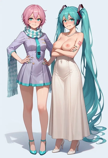 vocaloid,hatsune_miku_(append),spring,elegant woman,wrap dress  - AI generated anime art