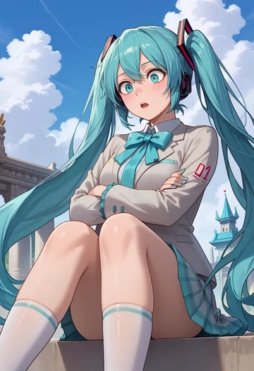 vocaloid,hatsune_miku_(append),spring,student uniform,blazer  - AI generated anime art