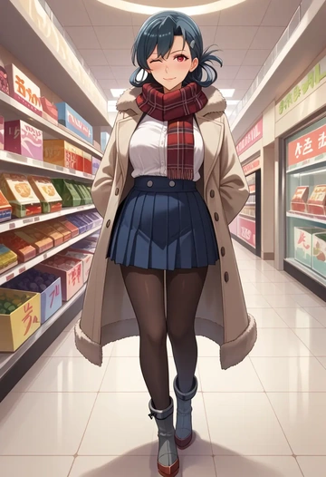 kantai_collection,hatsushimo_(kancolle),winter,student uniform,fur-trimmed coat  - AI generated anime art