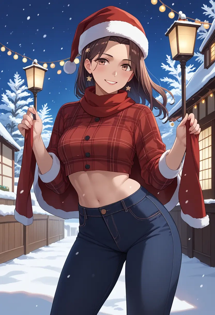 kantai_collection,hatsuyuki_(kancolle),Christmas,plaid trousers  - 