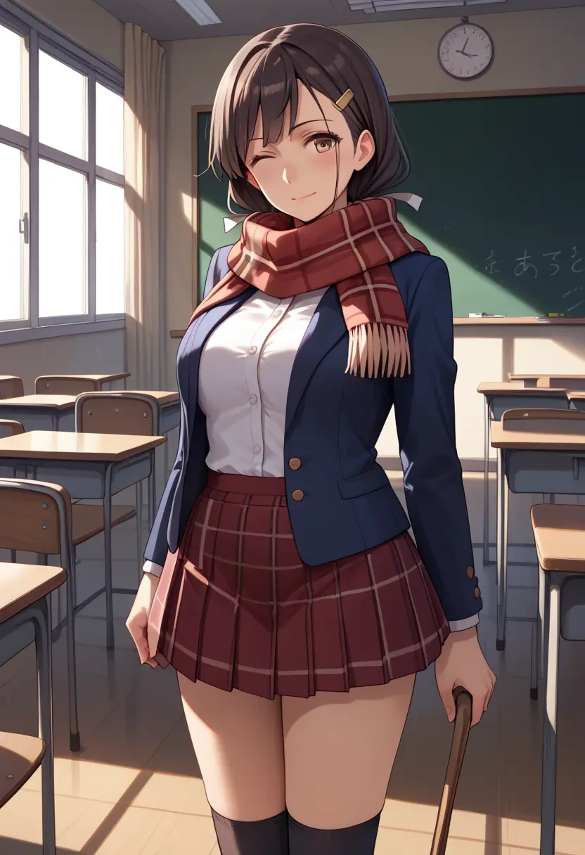 kantai_collection,hatsuyuki_(kancolle),winter,student uniform,plaid skirt  - 