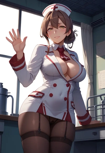 kantai_collection,hatsuzuki_(kancolle),nurse, pantyhose,mini skirt  - AI generated anime art