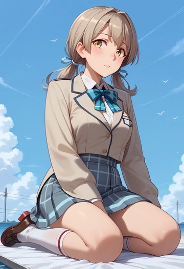 kantai_collection,hatsuzuki_(kancolle),spring,student uniform,blazer  - AI generated anime art