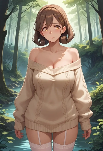 kantai_collection,hatsuzuki_(kancolle),off-shoulder,sweater  - AI generated anime art