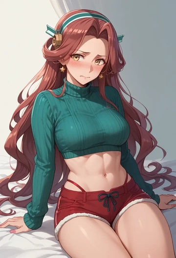 kantai_collection,hatsuzuki_(kancolle),red velvet shorts  - AI generated anime art