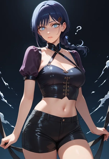 chainsaw_man,hayakawa_aki,leather,shorts,crop top  - AI generated anime art