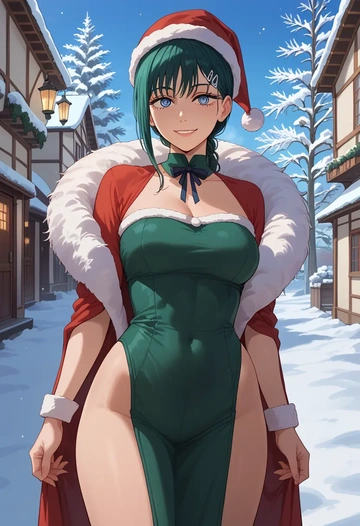 chainsaw_man,hayakawa_aki,Christmas,dress  - AI generated anime art