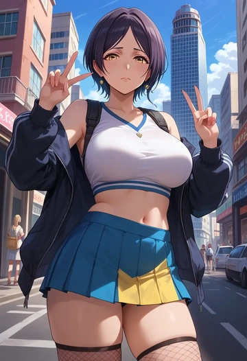 idolmaster,hayami_kanade,mini skirt, stockings  - AI generated anime art