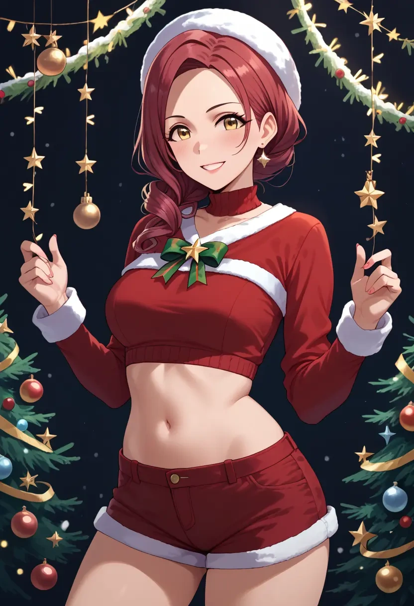 idolmaster,hayami_kanade,Christmas,red velvet shorts  - 