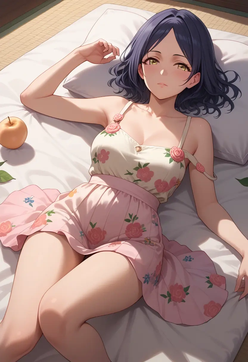 idolmaster,hayami_kanade,silk slip dress,floral prints  - 