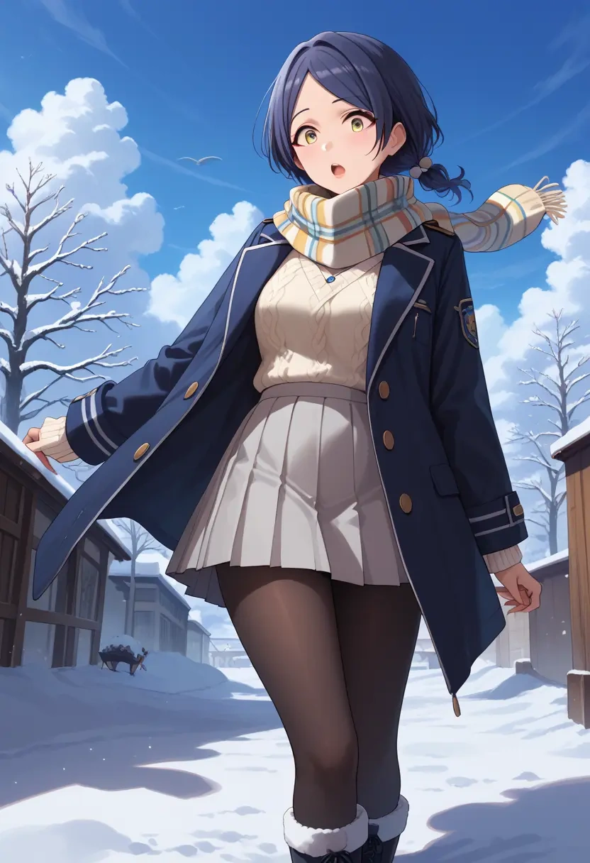 idolmaster,hayami_kanade,winter,student uniform,puffer coat  - 