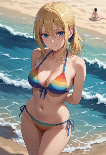 kaguya-sama_wa_kokurasetai_~tensai-tachi_no_renai_zunousen~,hayasaka_ai,bikini,rainbow-colored,sexy  - AI generated anime art