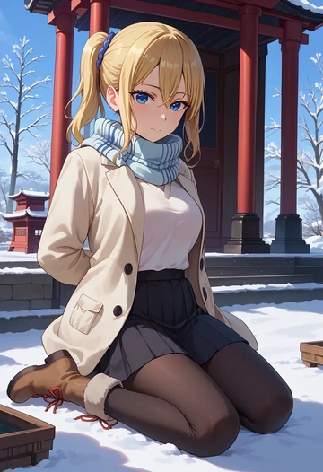 kaguya-sama_wa_kokurasetai_~tensai-tachi_no_renai_zunousen~,hayasaka_ai,winter,student uniform,puffer coat  - AI generated anime art