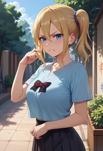 kaguya-sama_wa_kokurasetai_~tensai-tachi_no_renai_zunousen~,hayasaka_ai,crop graffiti tee,dolphin shorts  - AI generated anime art