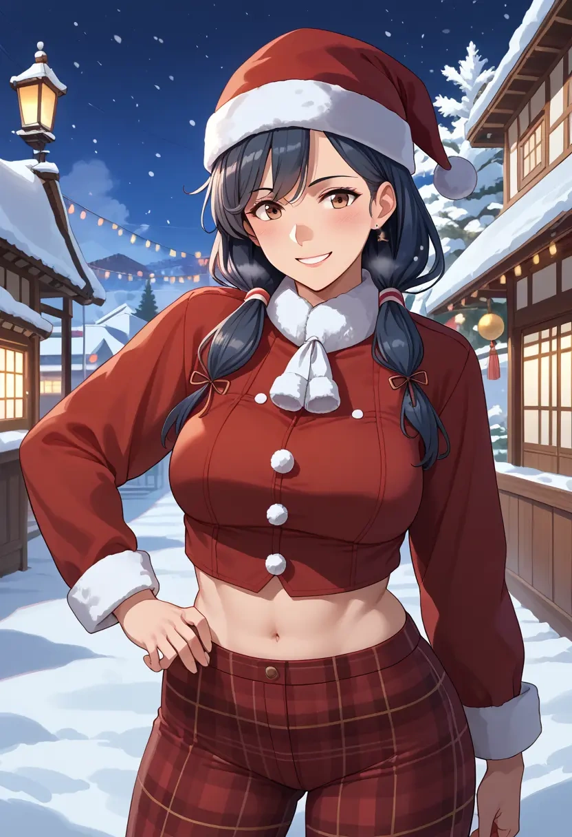 kantai_collection,hayashimo_(kancolle),Christmas,plaid trousers  - 