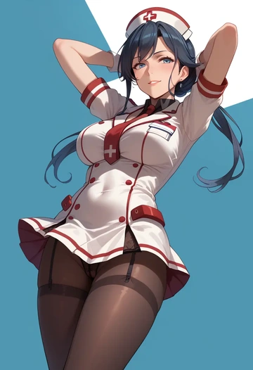 kantai_collection,hayasui_(kancolle),nurse, pantyhose,mini skirt  - AI generated anime art