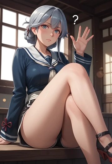 kantai_collection,hayasui_(kancolle),leather,shorts  - AI generated anime art