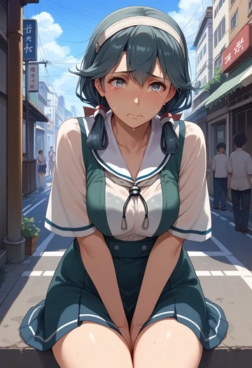 kantai_collection,hayasui_(kancolle),mesh graffiti top,dolphin shorts  - AI generated anime art