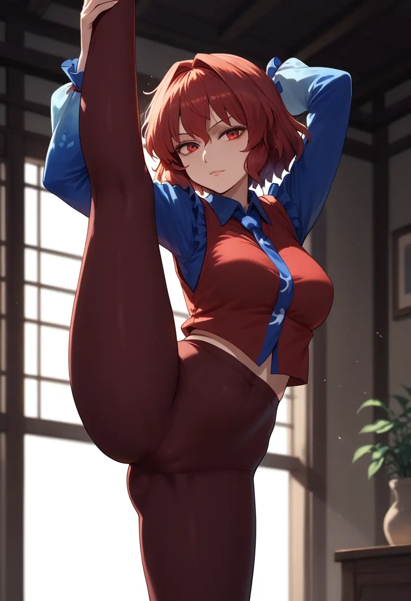 touhou,hecatia_lapislazuli,yoga, standing split,sexy,  - 