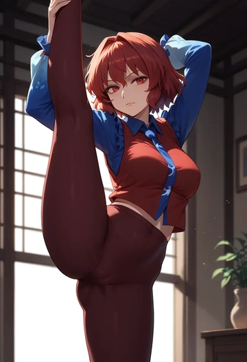 touhou,hecatia_lapislazuli,yoga, standing split,sexy,  - AI generated anime art