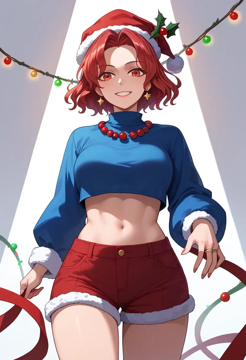 touhou,hecatia_lapislazuli,Christmas,red velvet shorts  - 